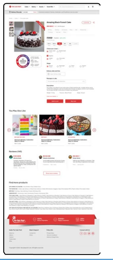 Zero-Cost E-Commerce Platform for a Leading FMCG Cake Brand — product screenshot